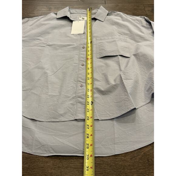 MOIA Womens SkyBlue V Box Shirt Button Up Long Sleeve One Size Shirt NWT $148 - Picture 8 of 9